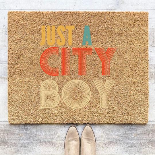 Discover retro just a city boy journey t Coir Doormats