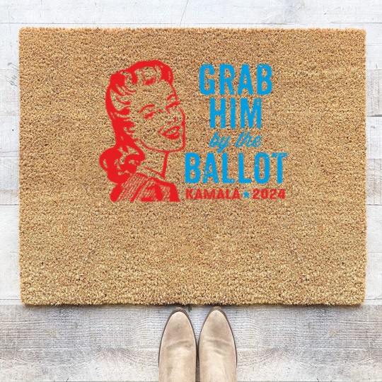 Discover Grab Him By The Ballot Kamala 2024 Funny Harris Election Coir Doormats