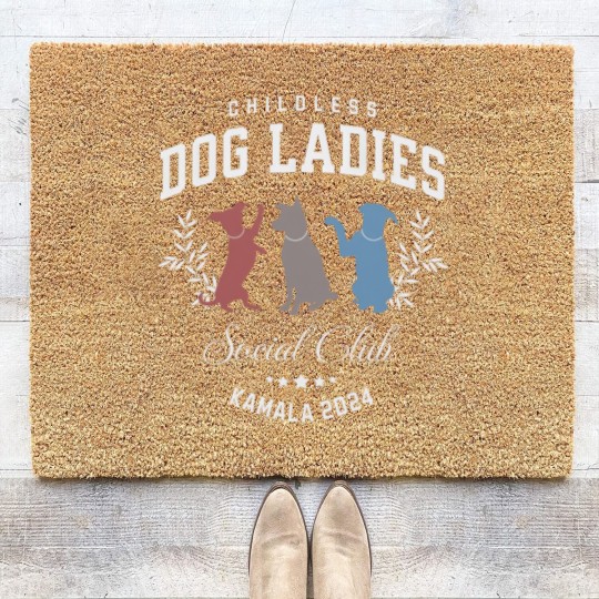 Discover Childless Dog Lady Kamala Coir Doormats, Kamala Harris President 2024 Coir Doormats