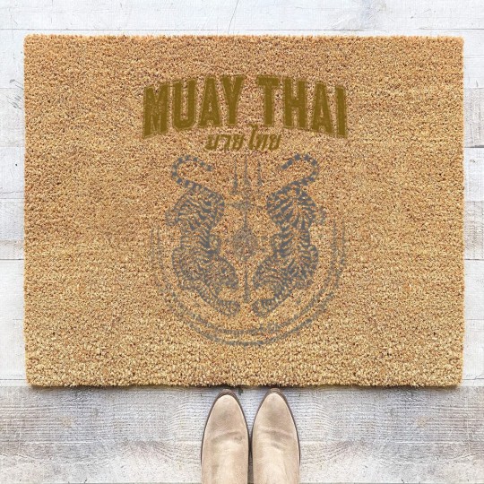 Discover twin tiger sak yant muay thai Coir Doormats