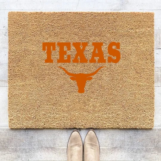 Discover texas tx american longhorn united states font Coir Doormats