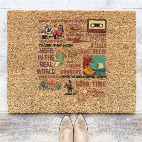 Discover Alan Jackson Retro Country Music Coir Doormats Western Concert Coir Doormats Music Lover Gift