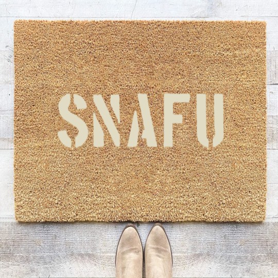 Discover SNAFU Funny Military Slang Design Stencil look le Coir Doormats