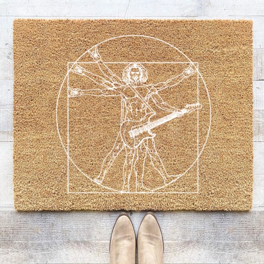 Discover Vitruvian Man Guitar Music Player Da Vinci Coir Doormats