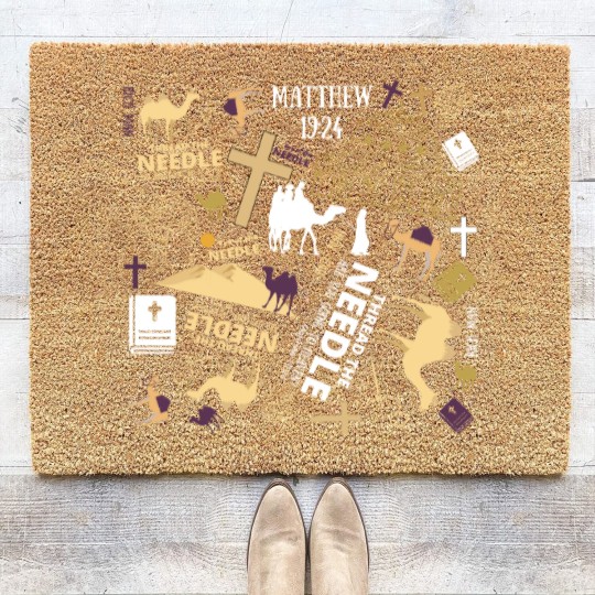 Discover Book Of Matthew Matthew 19 24 The Camel and the Eye of the Needle Coir Doormats