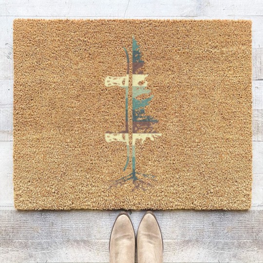 Discover Vintage Pine Snowboard Snowboarding Gift Coir Doormats