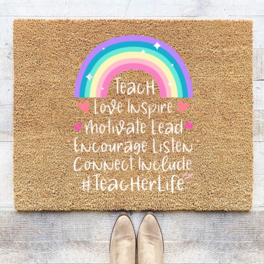 Discover Teacher Life Coir Doormats, Teacher Gift, Teacher Coir Doormats, Elementary School Teacher Coir Doormats, Preschool Teacher, Gift for Teacher - Teacher Life - Coir Doormats