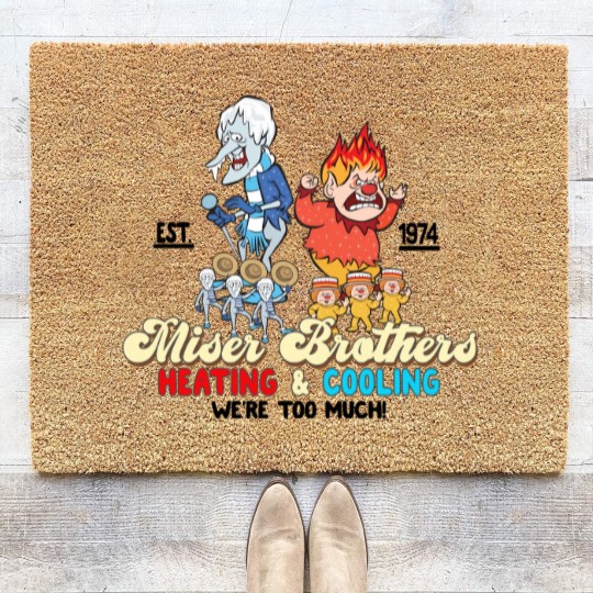 Discover Vintage Heat and Snow Misers 2023 Ugly Christmas Coir Doormats
