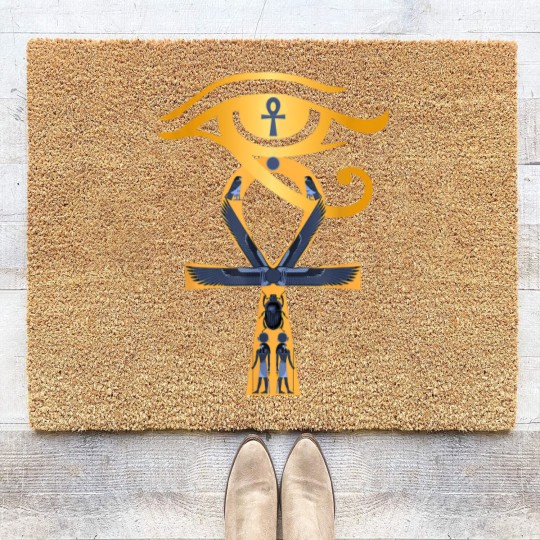 Discover Ancient Egypt God Eye of Horus Ankh Egyptian Symbol Coir Doormats