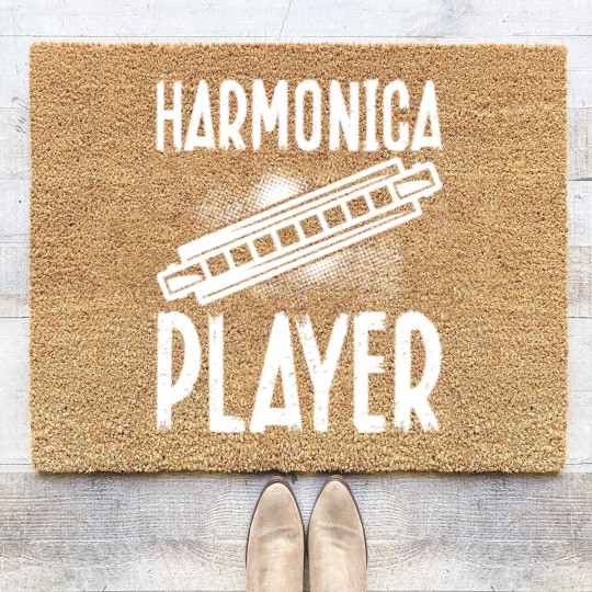 Discover Harmonica Player Design For French Harp Musician Harmonicist Coir Doormats