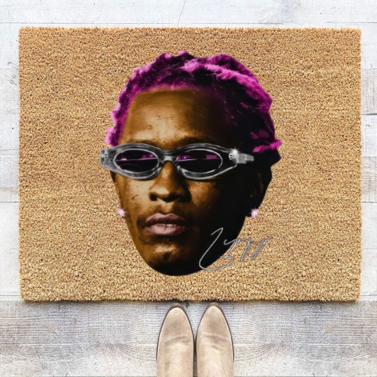 Discover YOUNG THUG Coir Doormats | White Pink Rare Hip Hop Graphic Print