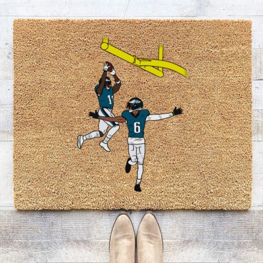Discover AJ Brown and DeVonta Smith Dunk Celebration Active(1) Coir Doormats