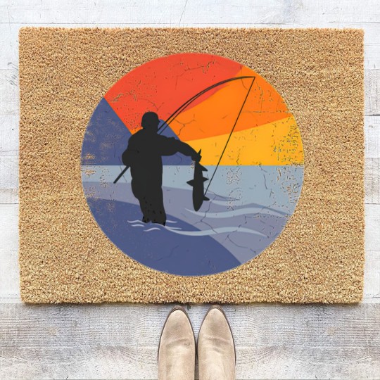 Discover Fishing fishing rod FISHING FISHERMAN lake fishing Coir Doormats