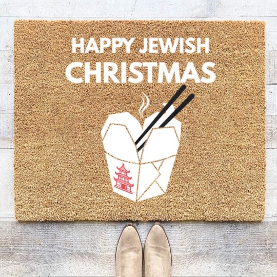 Discover Happy Jewish Christmas Coir Doormats Chinese Takeout- Hanukkah Coir Doormats