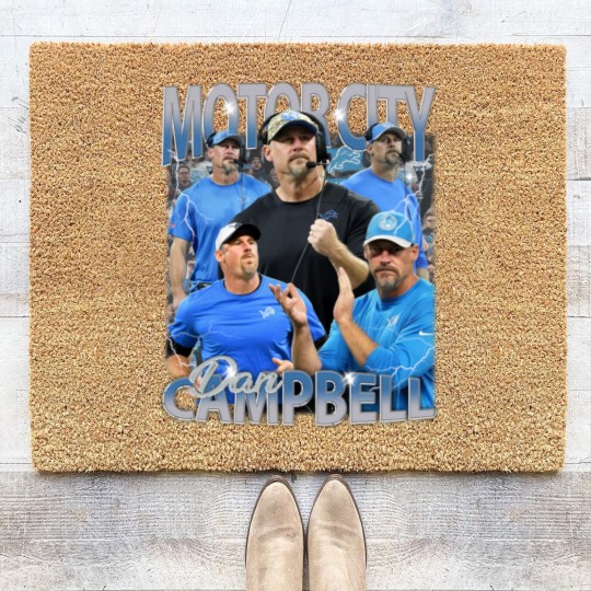 Discover Vintage 90s Graphic Style Motorcity Dan Coir Doormats, Dan Campbell Coir Doormats, Vintage Oversized Sport Coir Doormats