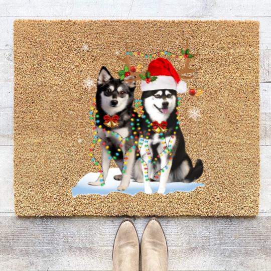 Discover Alaskan Klee Kai Christmas Tree Lights Reindeer Xmas Pajama 151 Coir Doormats