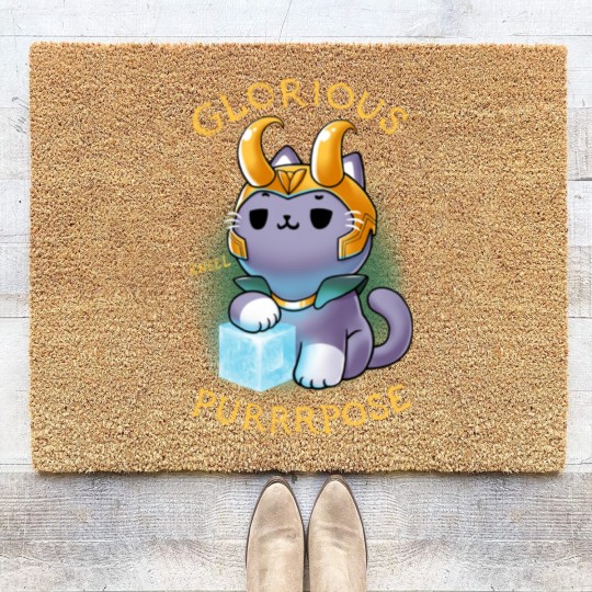 Discover Glorious Purrrpose - Loki cat variant - Kneel - Loki Cat - Coir Doormats