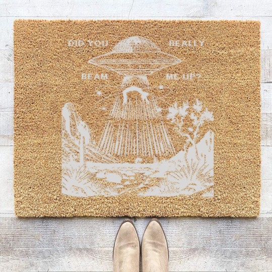 Discover Down Bad, Did Your Really Beam Me Up, Vintage Graphic Coir Doormats