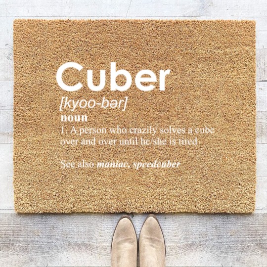 Discover Competitive Puzzle Cuber definition Speed Cubing Vintage Coir Doormats