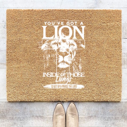 Discover Christian  Coir Doormats - You've Got A Lion Inside Of Those Lungs White Coir Doormats