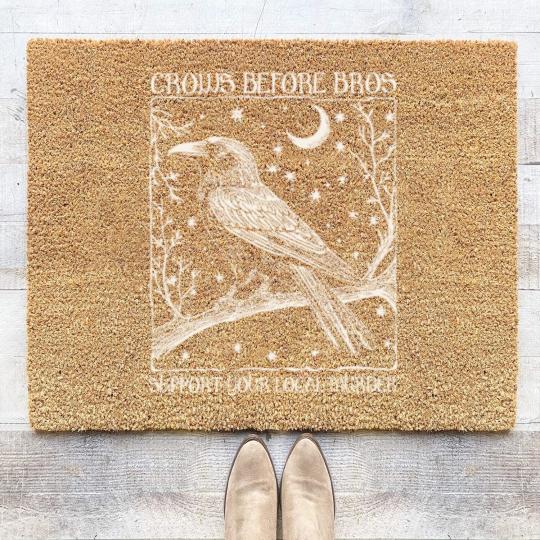 Discover Crows Before Bros Coir Doormats, Funny Halloween Coir Doormats, Punny Crow Coir Doormats