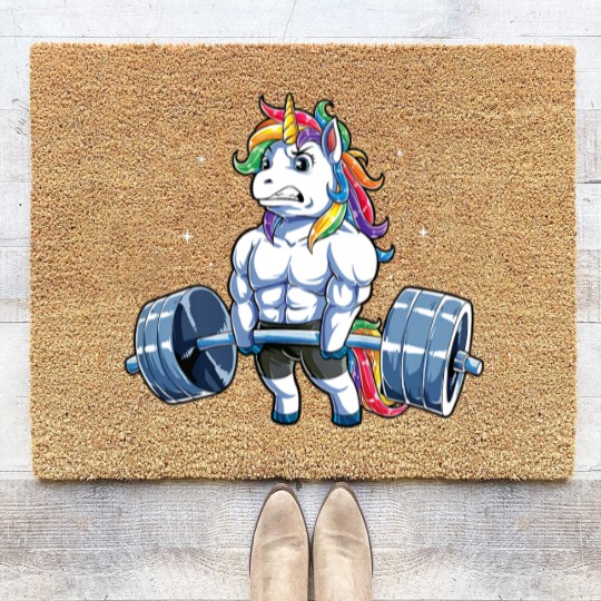 Discover Unicorn Weightlifting Coir Doormats, Unicorn Coir Doormats, Unicorn Gifts, Gym Coir Doormats, Workout Coir Doormats