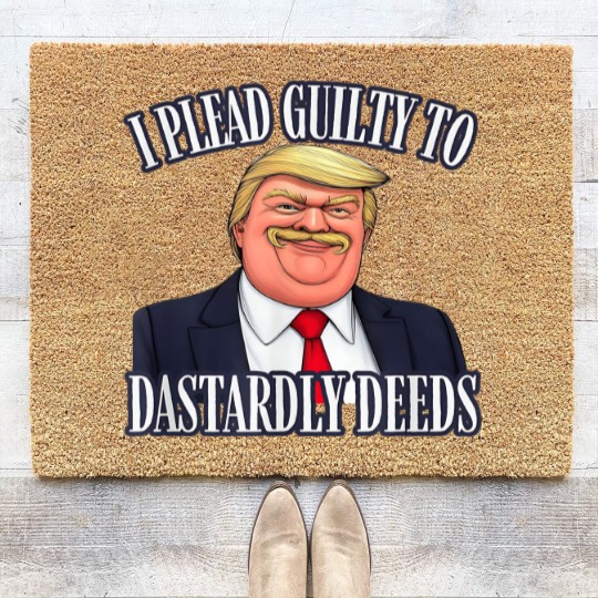Discover Dastardly Deeds Funny Trump Cartoon Style Graphic Coir Doormats