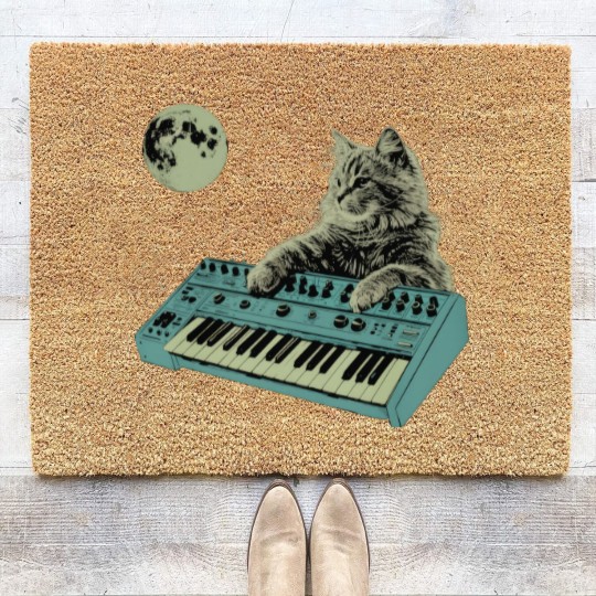 Discover Synthesizer Cat In Space Coir Doormats