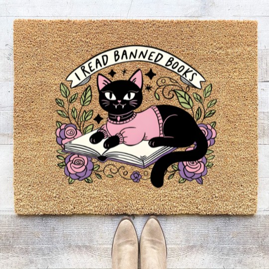 Discover I Read Banned Books Coir Doormats, Bookish Cat Coir Doormats