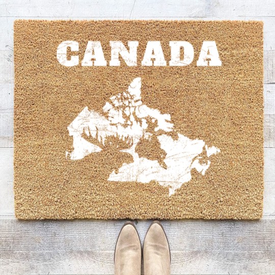 Discover Canada Map Moose - Canada Map - Coir Doormats