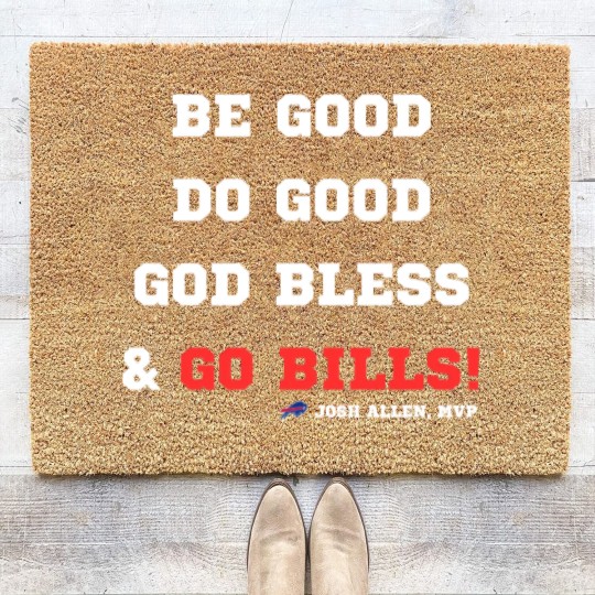 Discover MVP Josh Allen Coir Doormats, Be Good, Do Good, God Bless, Go Bills Coir Doormats
