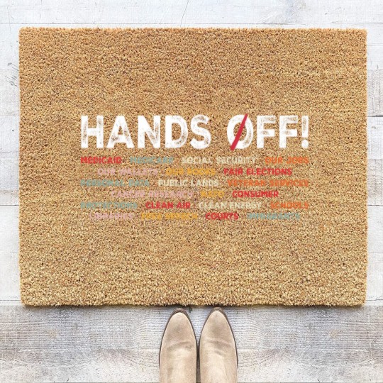 Discover Hands Off Protest Coir Doormats, Political Activism Coir Doormats, Save Public Lands Medicare Social Coir Doormats