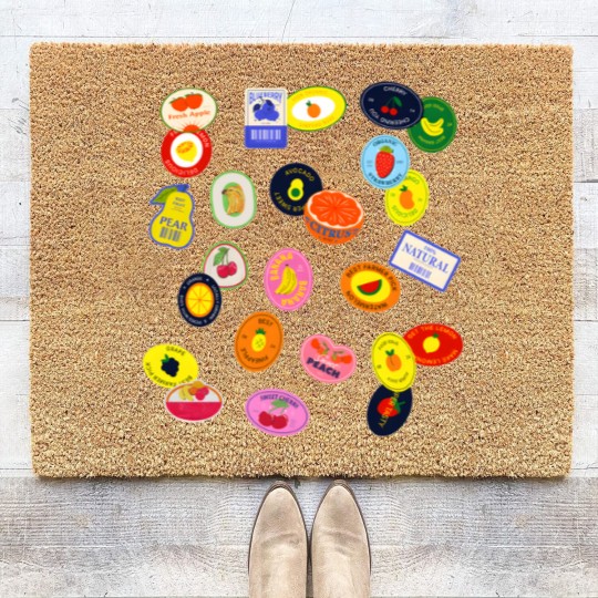 Discover Comfort Colors Fruit Sticker Coir Doormats, Summer Graphic Coir Doormats