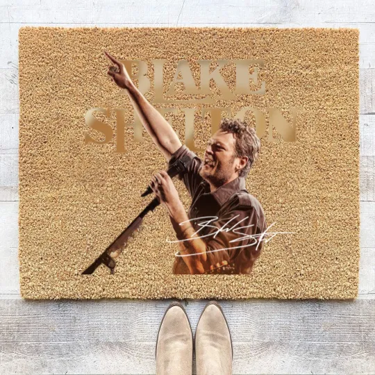 Discover Graphic Black Shelton Coir Doormats, Blake Shelton 2025 Fan Gift, Blake Shelton Tour Merch, Blake Shelton Country Music Fan Coir Doormats