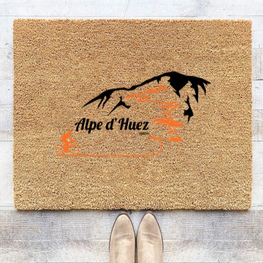 Discover Alpe d'Huez Cycling Print Socks Coir Doormats