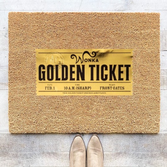 Discover Willy Wonka Golden Ticket Coir Doormats