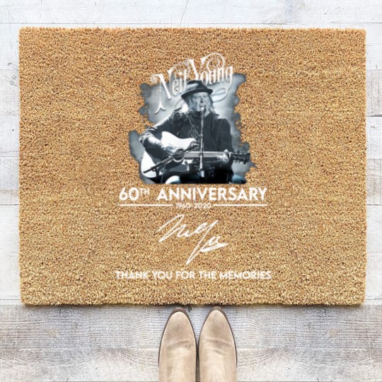 Discover Neil Young 60th anniversary signature thank you fo Coir Doormats