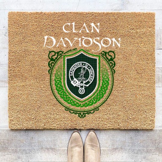 Discover Clan Davidson Surname Scottish Clan Tartan Crest Badge - Scottish Clan - Coir Doormats