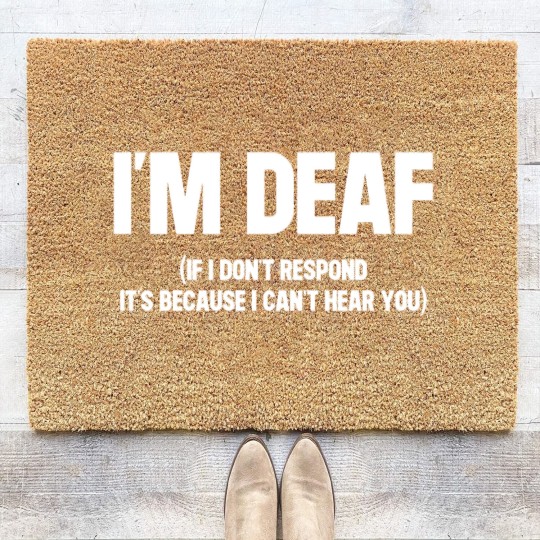 Discover I'm Deaf Warning White Version - Deaf - Coir Doormats
