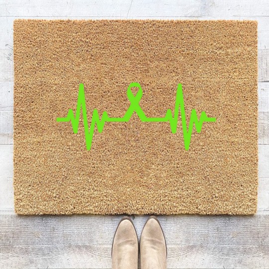 Discover lymphoma cancer ribbon heartbeat - Lymphoma Cancer - Coir Doormats