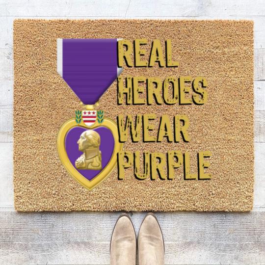 Discover Purple Heart Military Real Heroes Wear Purple Coir Doormats