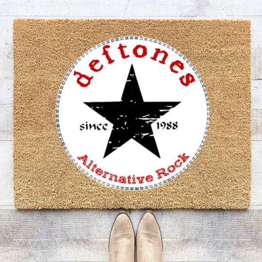 Discover Deftone logo star white pony rock band Men's Unisex Coir Doormats