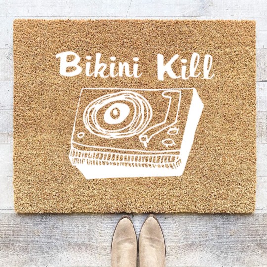 Discover Bikini Kill Logo - Black Coir Doormats