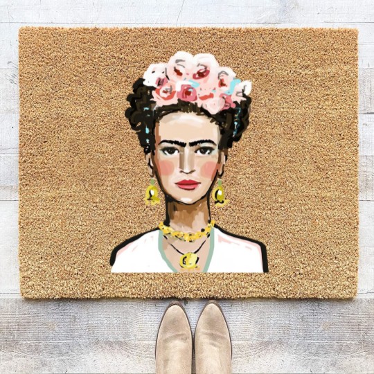 Discover Frida Kahlo Gold Earrings Museum Art Coir Doormats