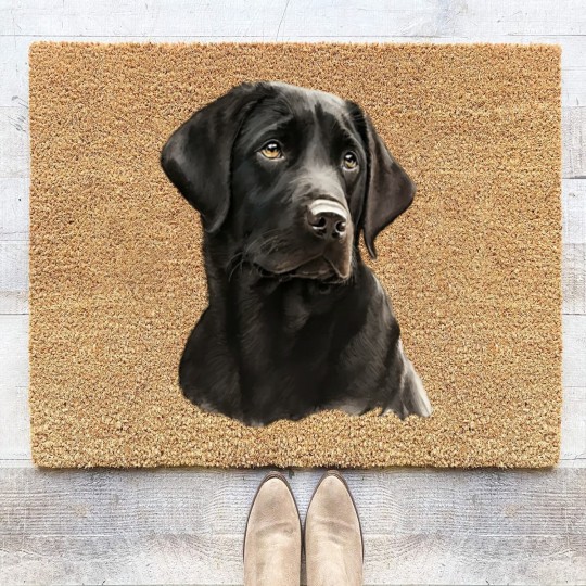 Discover Black Labrador Black Labrador- Black Labrador Head And Shoulders Coir Doormats