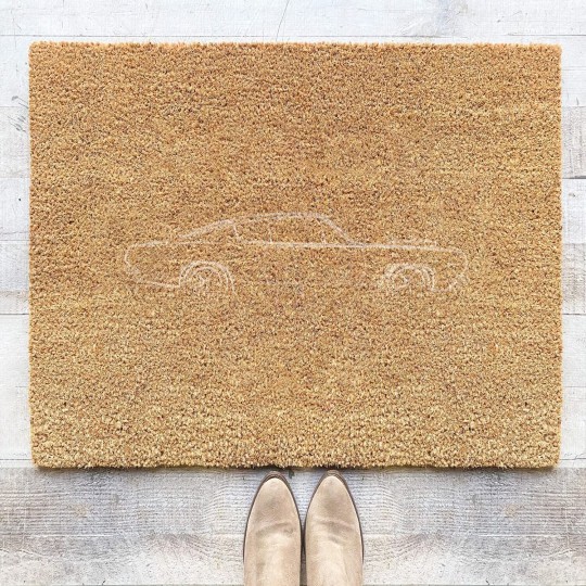Discover 1969 Plymouth Barracuda - profile stencil, white - Plymouth Barracuda - Coir Doormats
