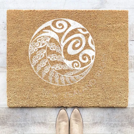 Discover New Zealand Rugby T Maori Inspired Kiwi Silver Fern Coir Doormats