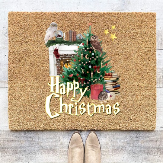 Discover Hogwarts at Christmas Inspired Oversized Coir Doormats, Wizard School Christmas T, Unisex Coir Doormats