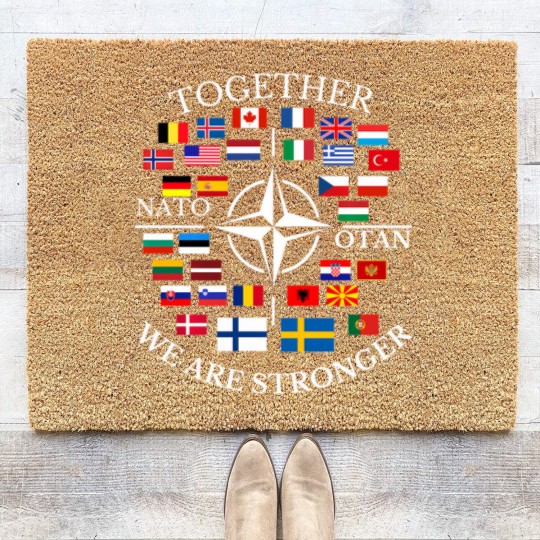 Discover nato otan with finland and sweden together we are stronger Coir Doormats