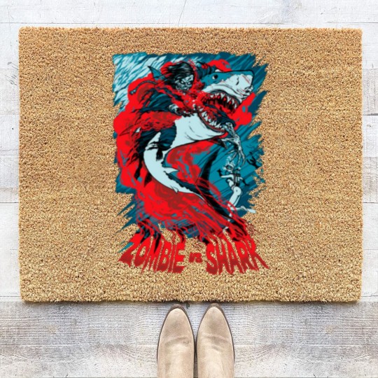 Discover Shark Vs Zombie Coir Doormats